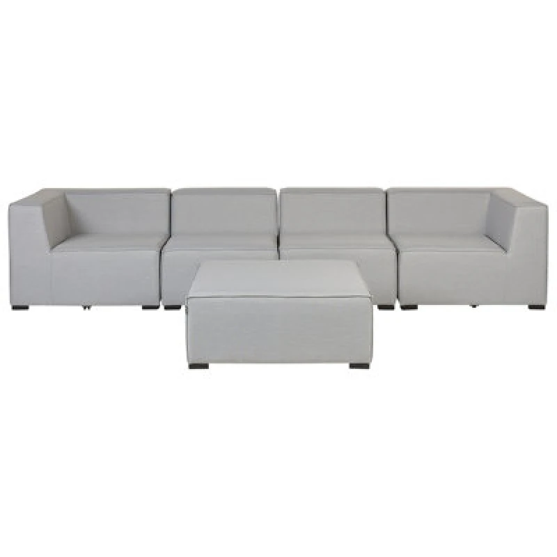 Image of Beliani Garden Sofa With Ottoman 4 Seater Arezzo Modular Light Grey