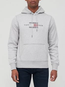 Image of Tommy Hilfiger Lines Hilfiger Overhead Hoodie - Light Grey Heather, Light Grey Heather, Size S, Men