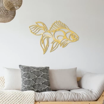 Image of F?sh Metal Decor - Gold Gold Decorative Metal Wall Accessory