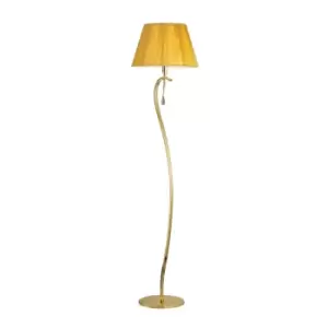 Image of Siena Floor Lamp E27, Polished Brass Amber Cream Shade And Clear Crystal