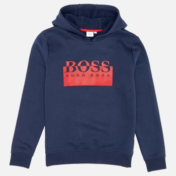 Image of Hugo Boss Logo Hooded Sweatshirt Navy Size 14 Years Kids