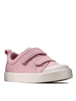Image of Clarks City Bright Toddler Canvas Plimsoll - Pink, Size 7 Younger