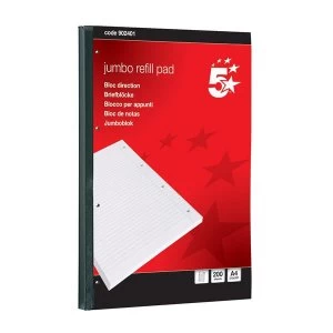 Image of 5 Star Jumbo Pad Feint Sidebound Ruled with Margin 60gsm 4-Hole Punched 200 Sheets A4 Pack 4