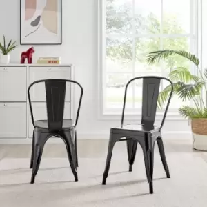 Image of Furniturebox UK - Furniturebox Set of 2 Colton 'Tolix' Style Industrial Dining Chairs Black