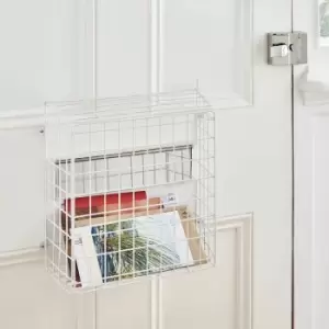 Image of House of Home White Letter Box Basket 33.5 x 32 x 13cm