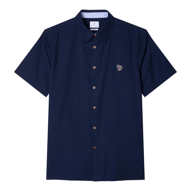Image of Paul Smith Mens Short-Sleeve Plain Shirt Blue 48 male L