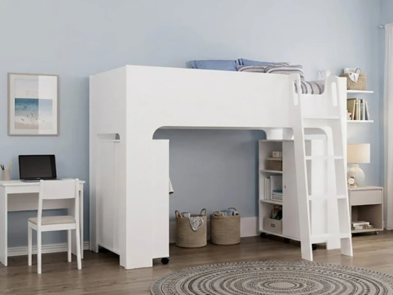 Image of Flintshire Eden White Wooden Mid Sleeper Bed - 3ft Single