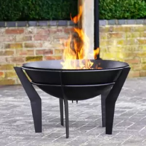 Image of Ivyline 44.5cm Outdoor Metal Kendal Firebowl on Stand - Black
