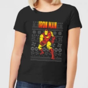 Image of Marvel Avengers Classic Iron Man Womens Christmas T-Shirt - Black - M