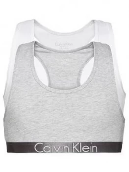 Image of Calvin Klein Girls 2 Pack Bralette - White/Grey