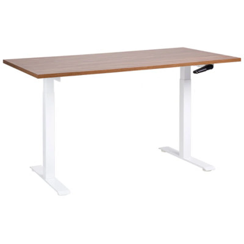 Image of Beliani Manual Adjustable Standing Desk Destines Brown/ White 160 Cm 72 Cm