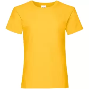 Image of Fruit Of The Loom Girls Childrens Valueweight Short Sleeve T-Shirt (3-4) (Sunflower)