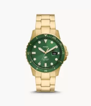 Image of Fossil Men Fossil Blue Three-Hand Date Gold-Tone Stainless Steel Watch