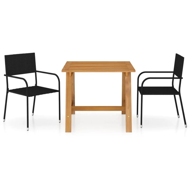 Image of VIDAXL 3 Piece Garden Dining Set Black Vidaxl 8720286335918