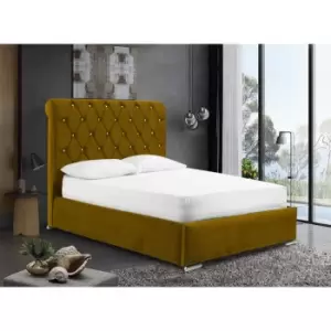 Image of Meripa Bed Small Double Plush Velvet Mustard