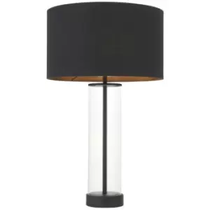 Image of Endon Lessina Complete Table Lamp, Matt Black, Glass, Black Cotton Fabric