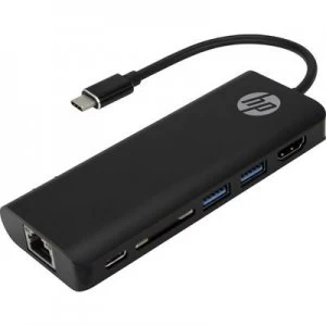 Image of USB HDMI RJ45 SD Adapter 1x USB 3.0 connector C 1x HDMI socket USB 3.0 port A USB C socket RJ45 8p4c socket