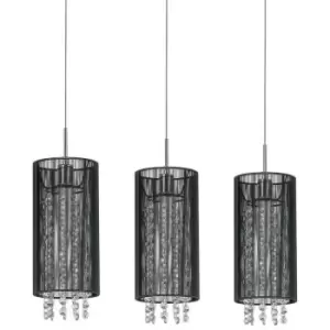 Image of Netlighting Hanging Pendant Black 3 Light with Crystal Shade, E14