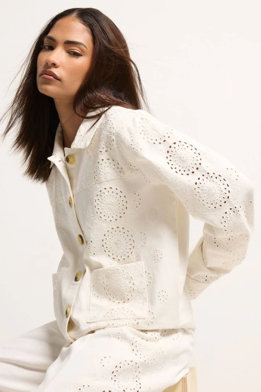 Image of PixieGirl Womens Petite Embroidered Jacket in Ivory Size: 10 Ivory Female 10