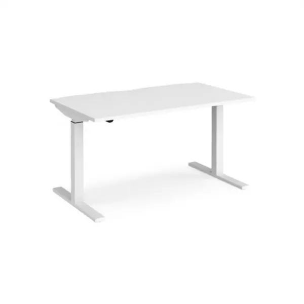 Image of Elev8 Height Adjustable Desk Rectangular Desk 1400mm White Tops With White Frames 800mm Depth Elev8 Mono White EVM-1400-WH-WH