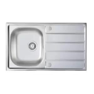 Image of Fresssh Compact Single Bowl Sink and Drainer 860x500x170mm With Mixer Tap - Chrome