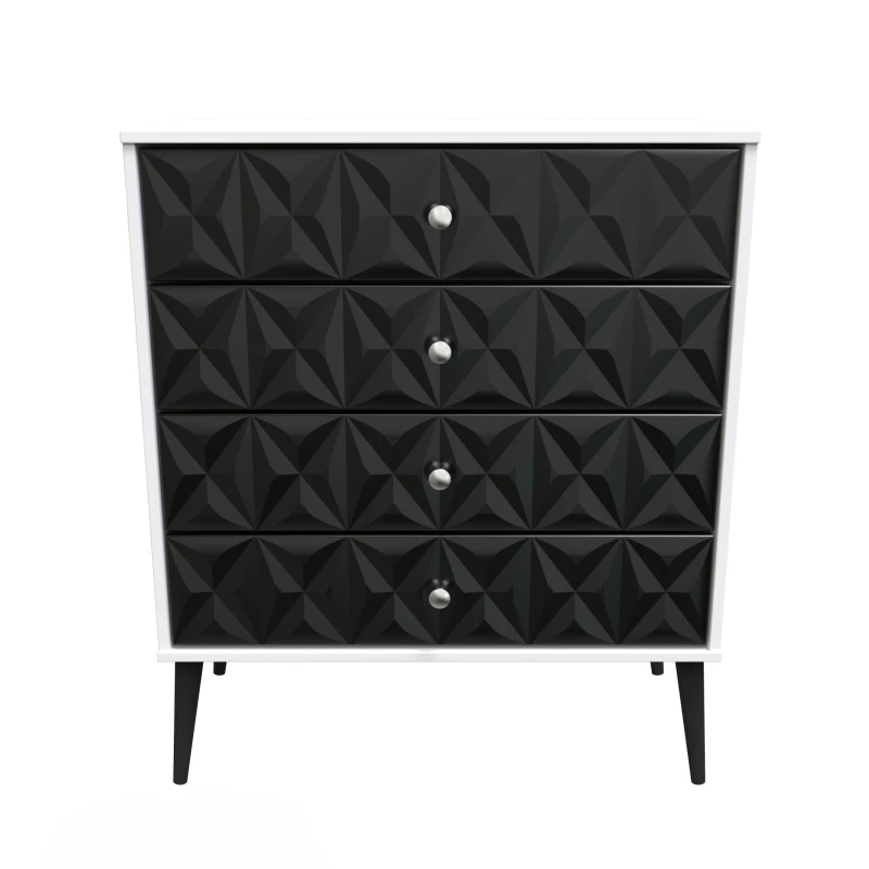 Image of Toledo 4 Drawer Chest In Deep Black & White (Ready Assembled)