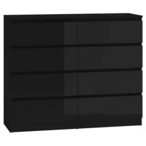 Image of Stora Modern 8 Drawer Chest - Matt Black - Black