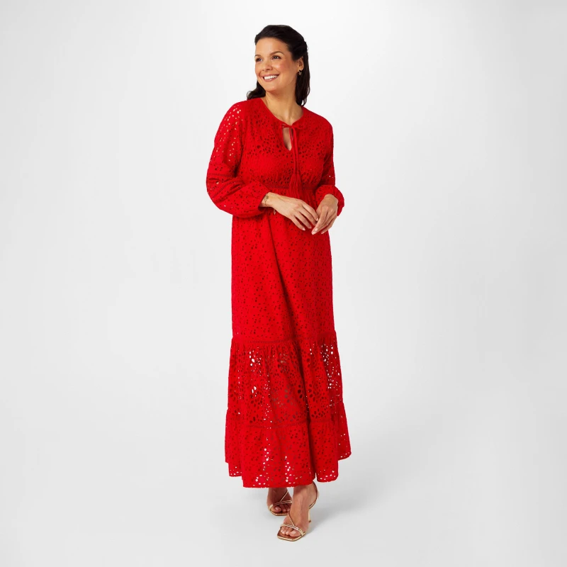 Image of Biba Biba Broderie Dress - Red Red 8