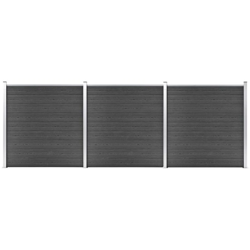 Image of VIDAXL Fence Panel Set WPC 526x186cm Black vidaXL 8720286366783