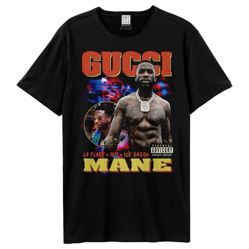 Image of Amplified Amplified Men Collage Gucci Mane T-Shirt in Black Size: X-Small Black XS Male 5063852073108