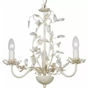 Image of Hanging Flush Ceiling Pendant 3 Light cream gold Chandelier Lamp Bulb Holder