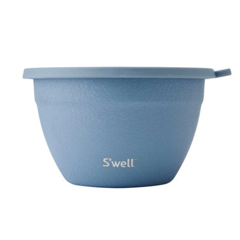 Image of Swell S'well 3Pc Desert Sky Blue Salad Bowl Kit, 1.9L Large Travel Salad Bowl With Lid, 60ml Dressing Pot Stainless Steel, Bpa-Free