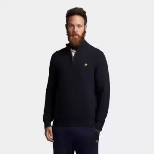 Image of Lyle & Scott Mens Ribbed Quarter Zip Jumper - Dark Navy - S