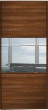 Image of Wickes Sliding Wardrobe Door Wideline Walnut Panel and Mirror - 2220 x 762mm