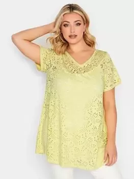 Image of Yours Broidery Swing Tee Solid Yellow, Yellow, Size 20, Women