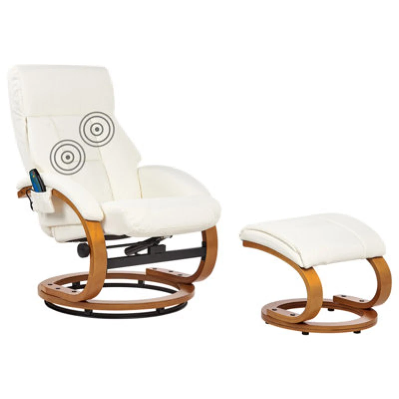 Image of Beliani Massage Chair Force With Footstool Faux Leather White