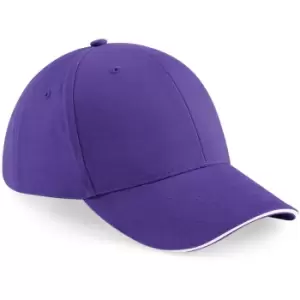Image of Beechfield Adults Unisex Athleisure Cotton Baseball Cap (One Size) (Purple/White)
