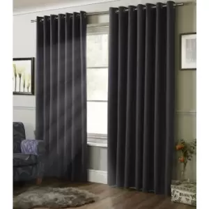 Image of 100% Blackout Eyelet Ring Top Curtains Charcoal 61 x 90 - Charcoal
