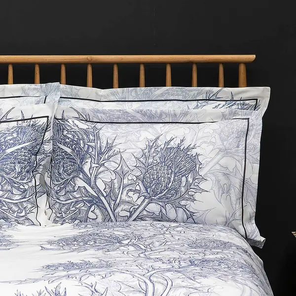 Image of Timorous Beasties Thistle Oxford Pillowcase Pair, Azure Blue