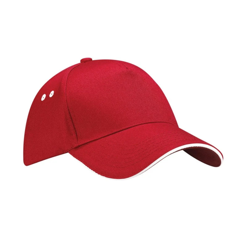Image of Beechfield Womens 5 Panel Sandwich Peak Baseball Cap in Red Red Female One Size