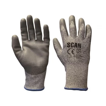 Image of Scan Grey PU Coated Cut 5 Gloves - M (Size 8)