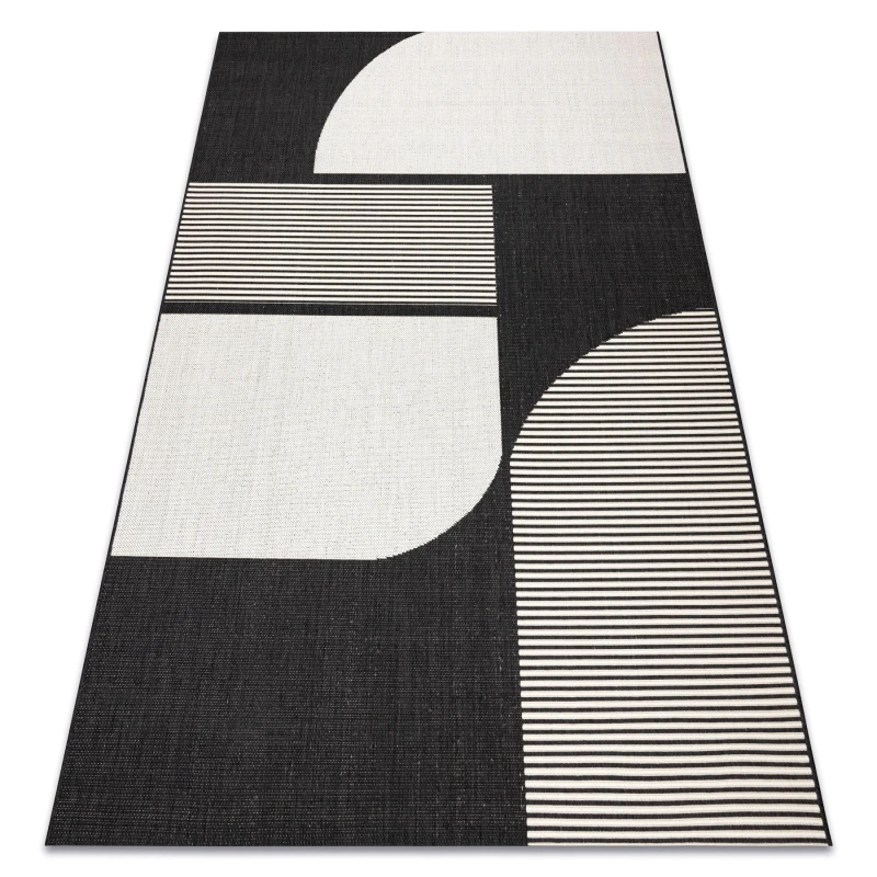 Image of RugsX Carpet Sisal Flat 49384690 Abstraction Cream / Black 140X200 Cm