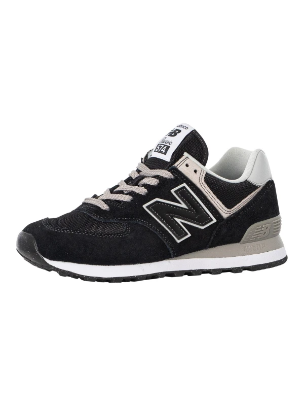 Image of New Balance 574 Suede Trainers Black/White 8 UK