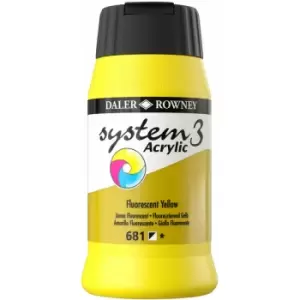 Image of System 3 Acrylic Paint Fluorescent Yellow (500ml) - Daler Rowney