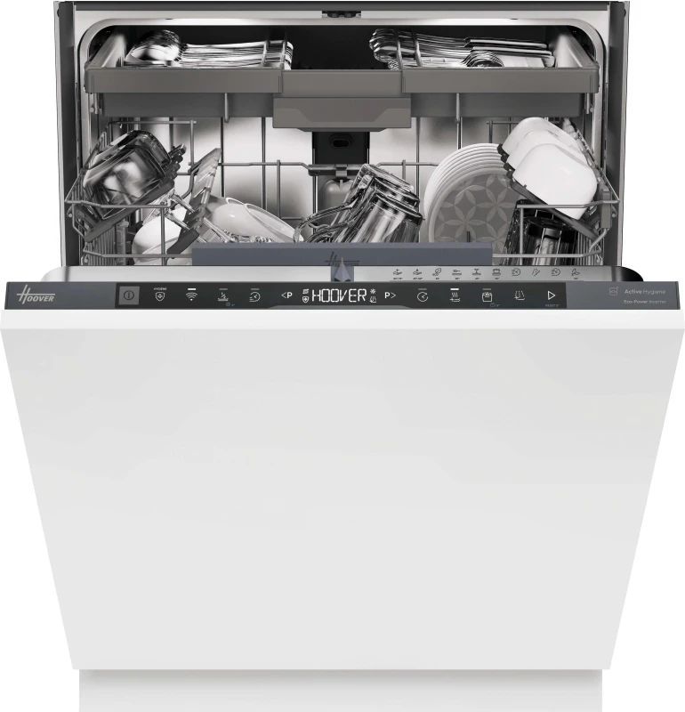 Image of Hoover H-DISH 700 HI 6A2S3PSTA-80 WiFi Connected Fully Integrated Full Size Dishwasher - Silver Control Panel - A Rated