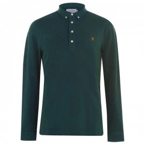 Image of Farah Vintage Long Sleeve Ricky Polo Shirt - Emerald Ml 323
