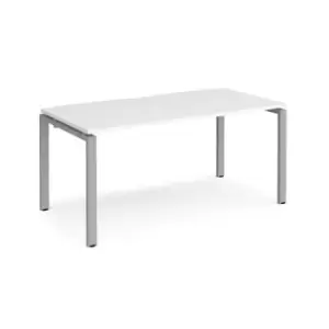 Image of Bench Desk Single Person Starter Rectangular Desk 1600mm White Tops With Silver Frames 800mm Depth Adapt