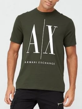 Image of Armani Exchange Icon Logo T-Shirt Khaki Size M Men