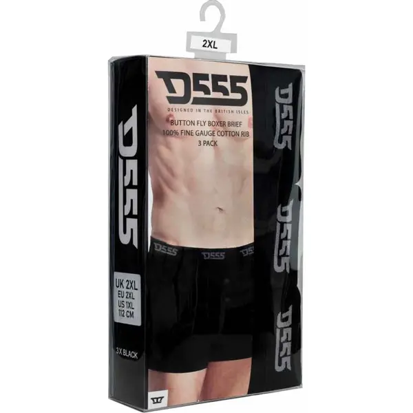 Image of D555 by Duke Duke Mens Big Size Three Pack Boxer Shorts Size: 6XL, Col