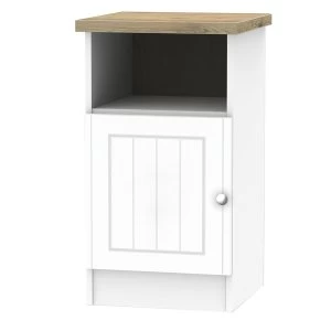 Image of Robert Dyas Wilcox Ready Assembled 1-Door Bedside Table - Porcelain Ash